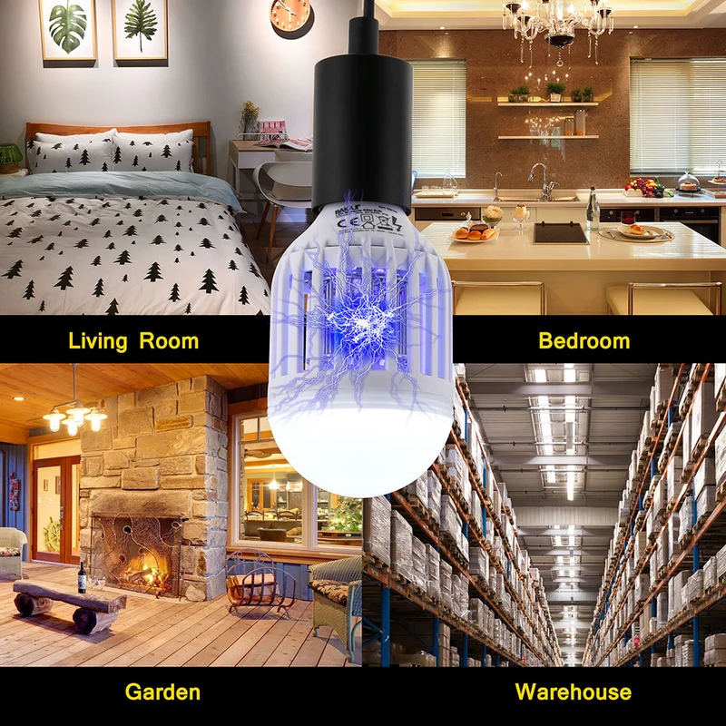 Zanzariera Elettrica Lampadina Lampada LED E27 Anti Zanzare Casa Campeggio