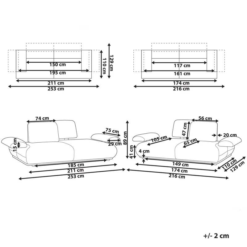 Set divano 3+2 posti rivestimento in tessuto marrone gambe in legno schienale e braccioli regolabili arredamento per soggiorno