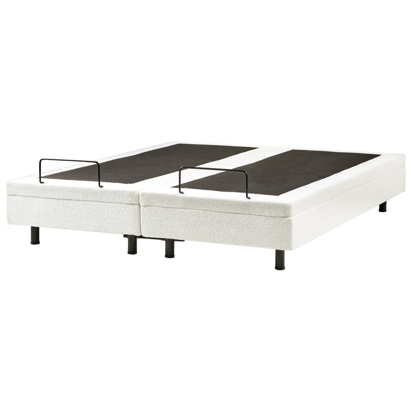 Letto matrimoniale Tessuto bouclè bianco sporco Elettrico Regolabile 180 x 200 cm stile moderno