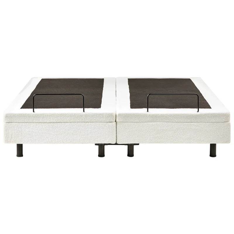 Letto matrimoniale Tessuto bouclè bianco sporco Elettrico Regolabile 180 x 200 cm stile moderno