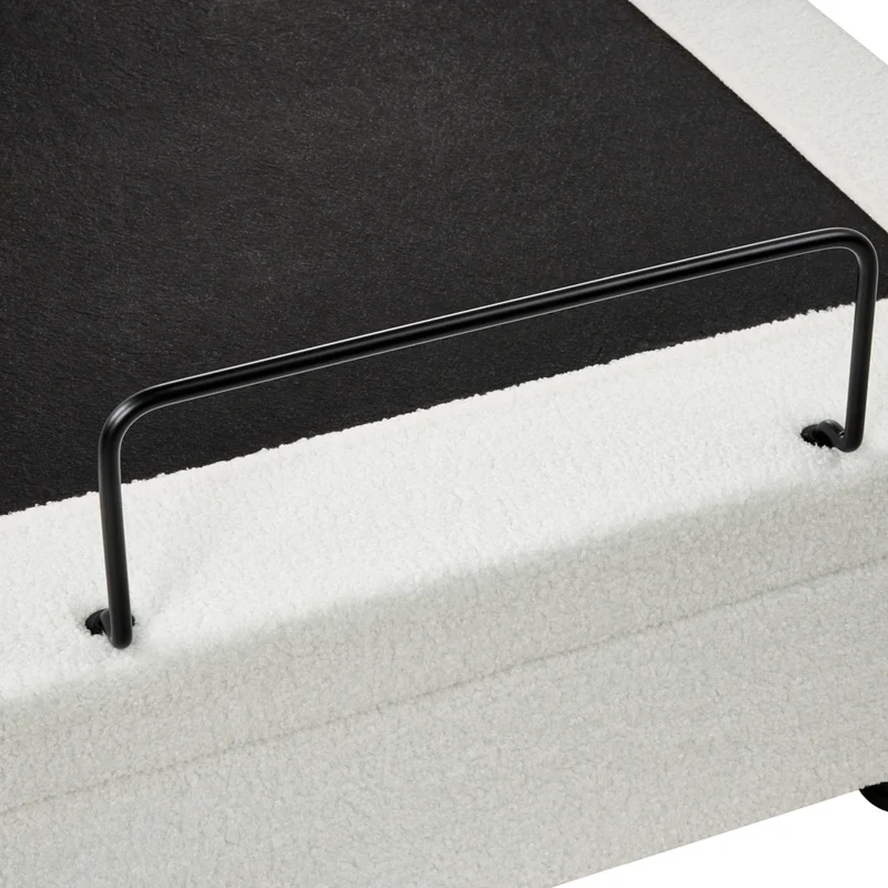 Letto matrimoniale Tessuto bouclè bianco sporco Elettrico Regolabile 180 x 200 cm stile moderno
