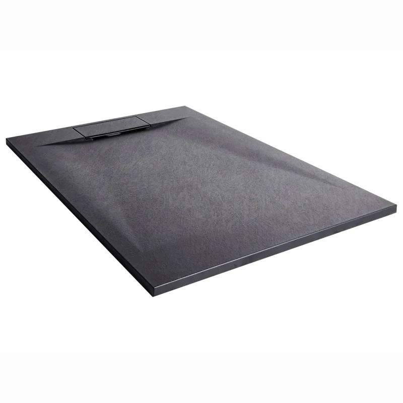 Piatto doccia con scarico nero SMC 80 x 120 x 3 cm effetto pietra naturale minimalista