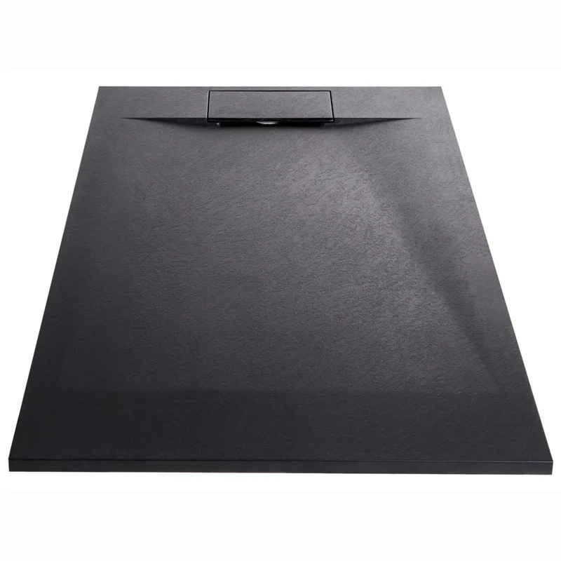 Piatto doccia con scarico nero SMC 80 x 120 x 3 cm effetto pietra naturale minimalista
