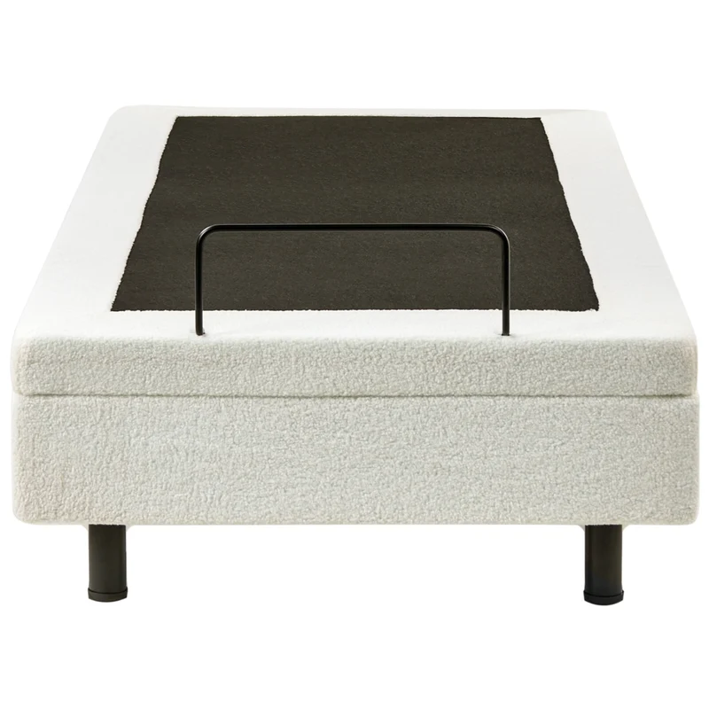 Letto singolo in bouclè bianco sporco regolabile con telecomando senza testata 90 x 200 cm stile moderno