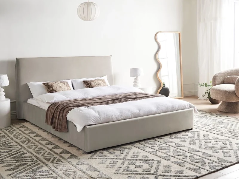 Letto matrimoniale ad acqua in velluto tortora 160 x 200 cm classico minimalista