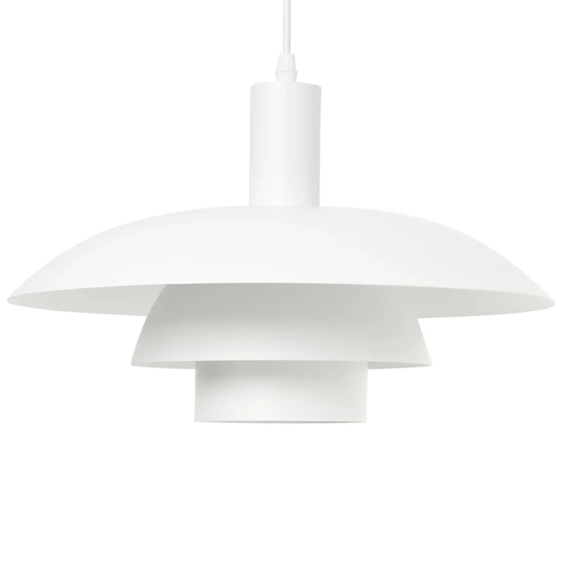 Lampada a sospensione in metallo bianco con design a gradini in stile metà secolo
