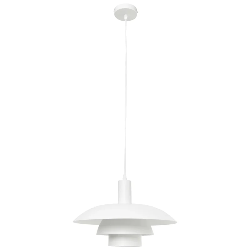 Lampada a sospensione in metallo bianco con design a gradini in stile metà secolo