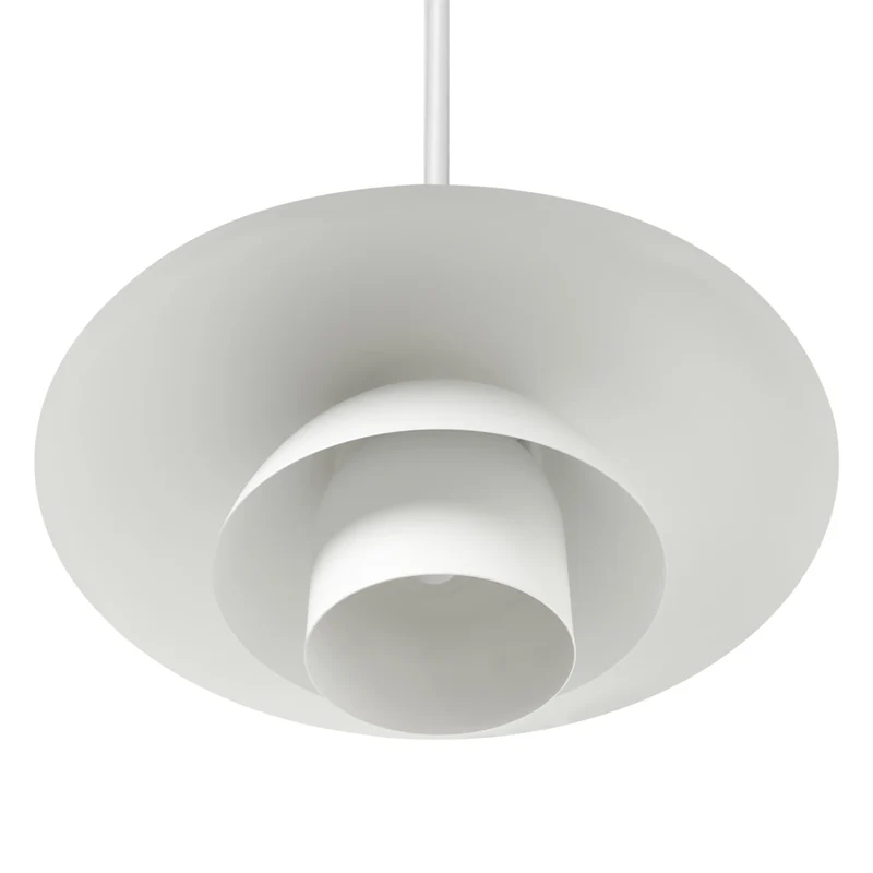 Lampada a sospensione in metallo bianco con design a gradini in stile metà secolo