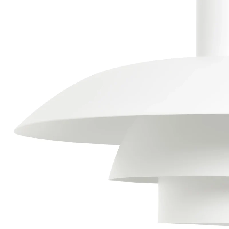 Lampada a sospensione in metallo bianco con design a gradini in stile metà secolo