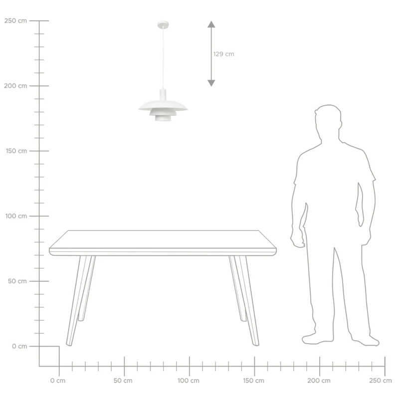 Lampada a sospensione in metallo bianco con design a gradini in stile metà secolo