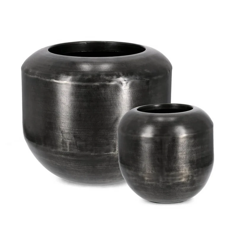 Set da 2 Porta Vaso in Alluminio Artigianale Stile Vintage - MISTRAL