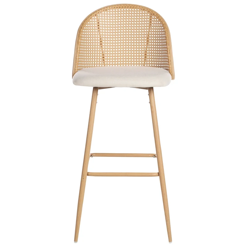 Set di 2 sgabelli da bar in metallo effetto legno con intreccio viennese stile retrò soggiorno