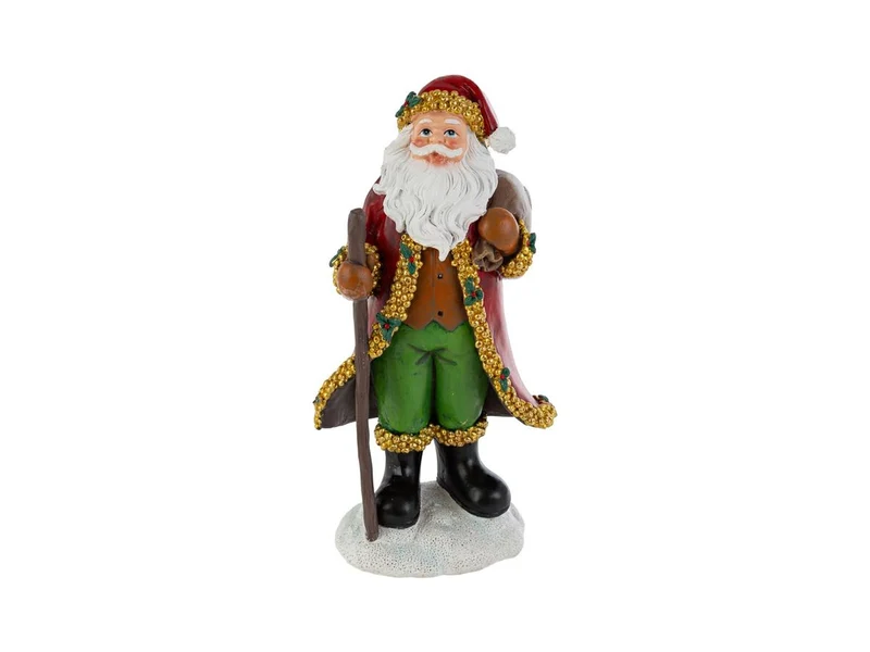 Babbo natale in resina con bastone 14x11xh.26,5cm
