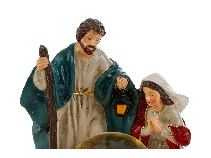 Sacra famiglia in resina con led 10x9,5xh.15cm