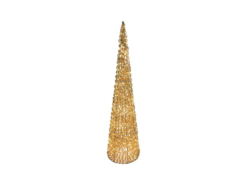 Albero maxi a cono oro 100cm di altezza diametro 25cm con 600 led flash, timer 6/18 ore, uso esterno