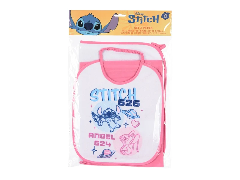 Lilo e stitch set 3pz bavaglino+nappe+sacca