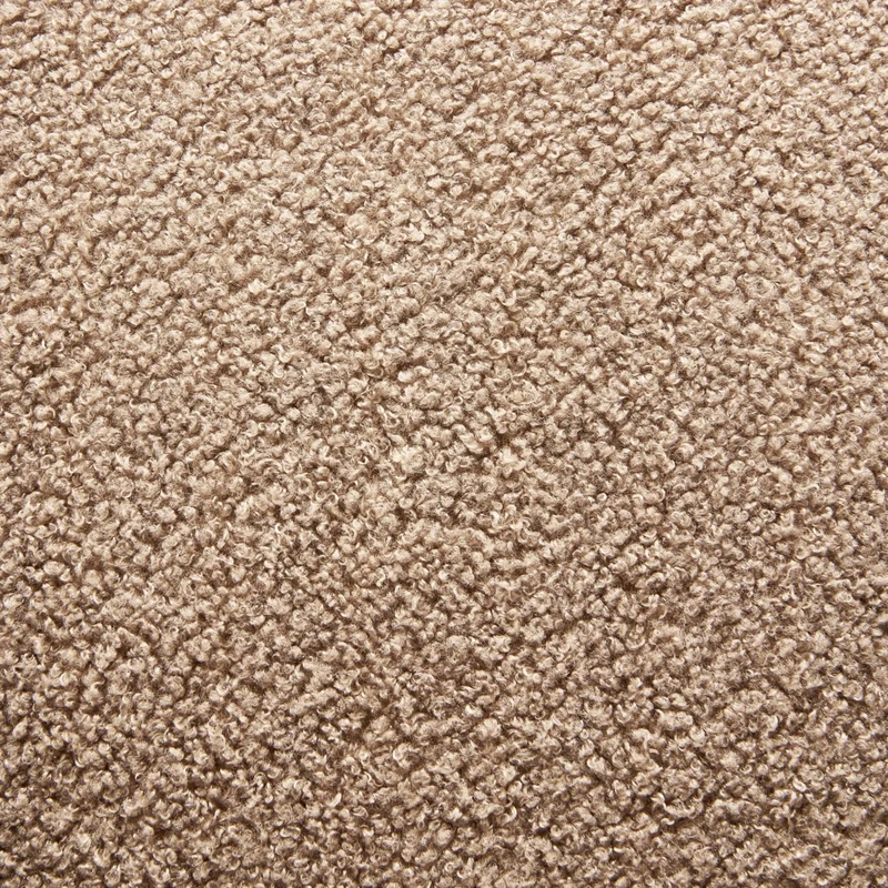 Poltrona con schienale curvo in tessuto bouclé tortora base girevole 360° Art Deco dorato