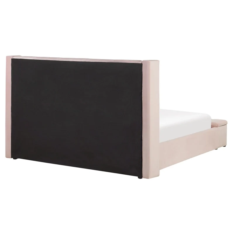Letto matrimoniale ad acqua in velluto rosa pastello con cassapanca 160 x 200 cm moderno glam morbido materasso camera da letto