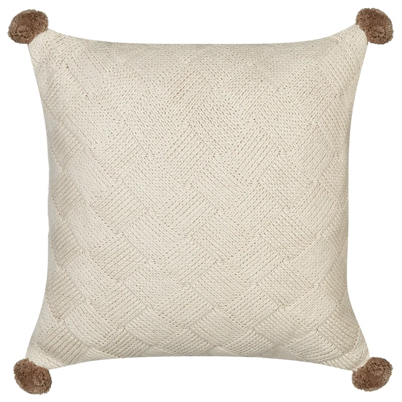 Set di 2 cuscini decorativi in cotone intrecciato beige soggiorno camera da letto
