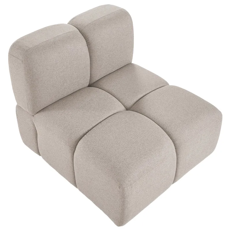 Divano modulare a forma di U in tessuto beige, set componibile da otto elementi, divano modulare in stile moderno