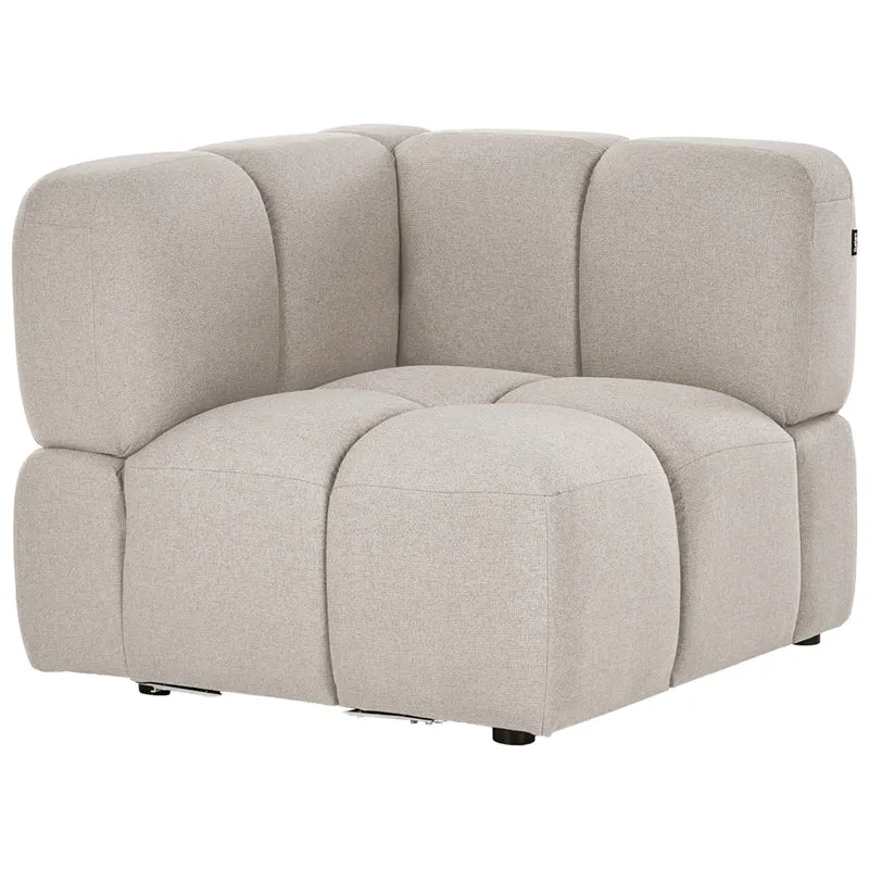 Divano modulare a forma di U in tessuto beige, set componibile da otto elementi, divano modulare in stile moderno