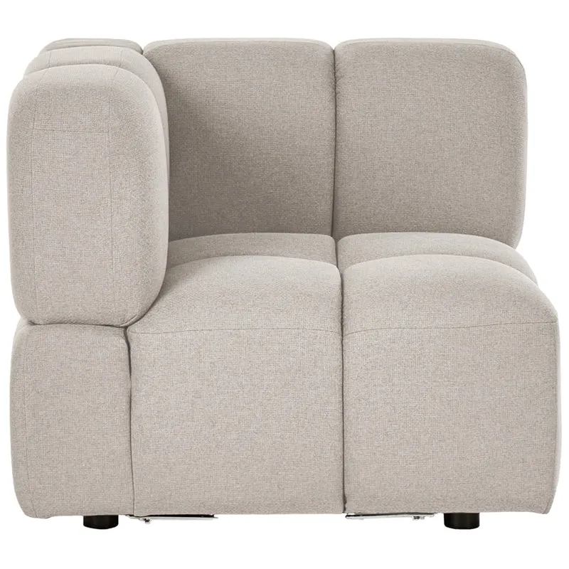 Divano modulare a forma di U in tessuto beige, set componibile da otto elementi, divano modulare in stile moderno