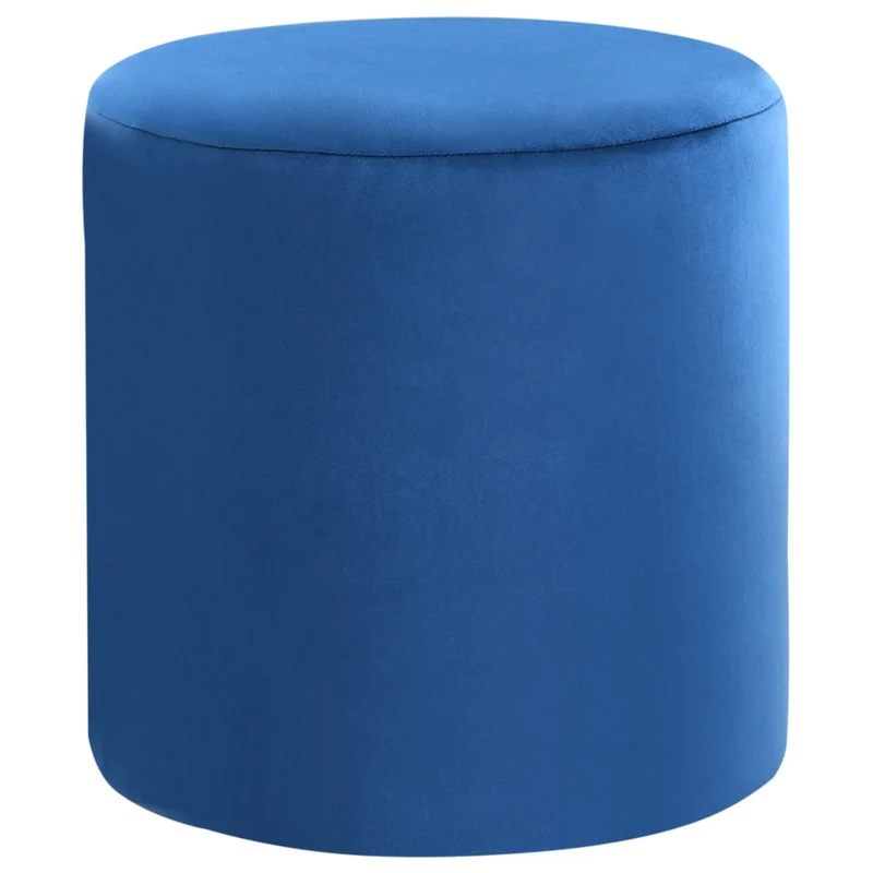 Pouf ottomana poggiapiedi rotondo in velluto blu scuro moderno