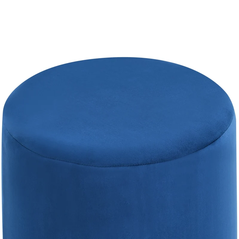 Pouf ottomana poggiapiedi rotondo in velluto blu scuro moderno