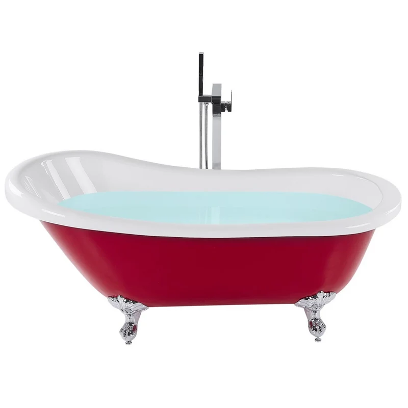 Vasca da Bagno Freestanding in Acrilico Sanitario Rosso 153 x 77 cm