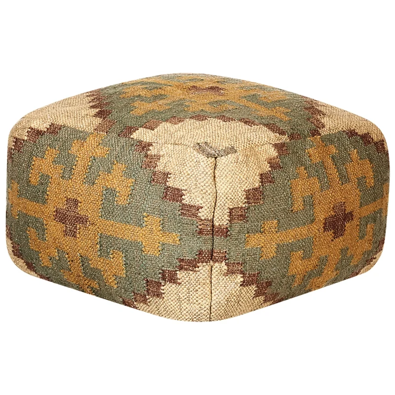 Pouf in iuta in stile etnico multicolore 50 x 50 cm soggiorno camera da letto orientale