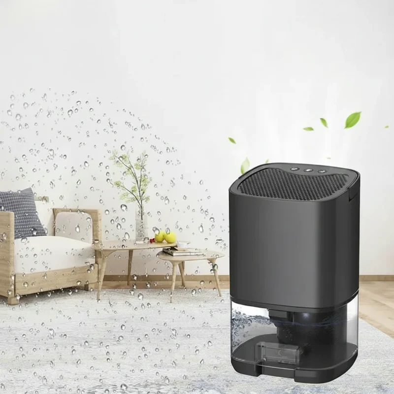 Portable Mini Dehumidifier with Clear Water Tank and LED Light for Bedroom