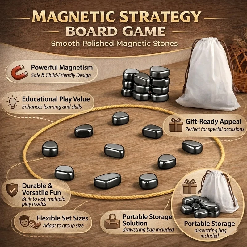 Magnetic Chess Game with Strategy Board Set and Portable Drawstring Bag
