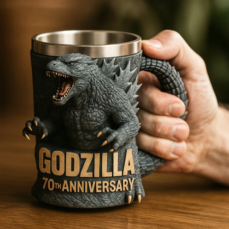 3D Sculpted Monster Coffee Mug with Stainless Steel Liner and Textured Reptile Skin Design