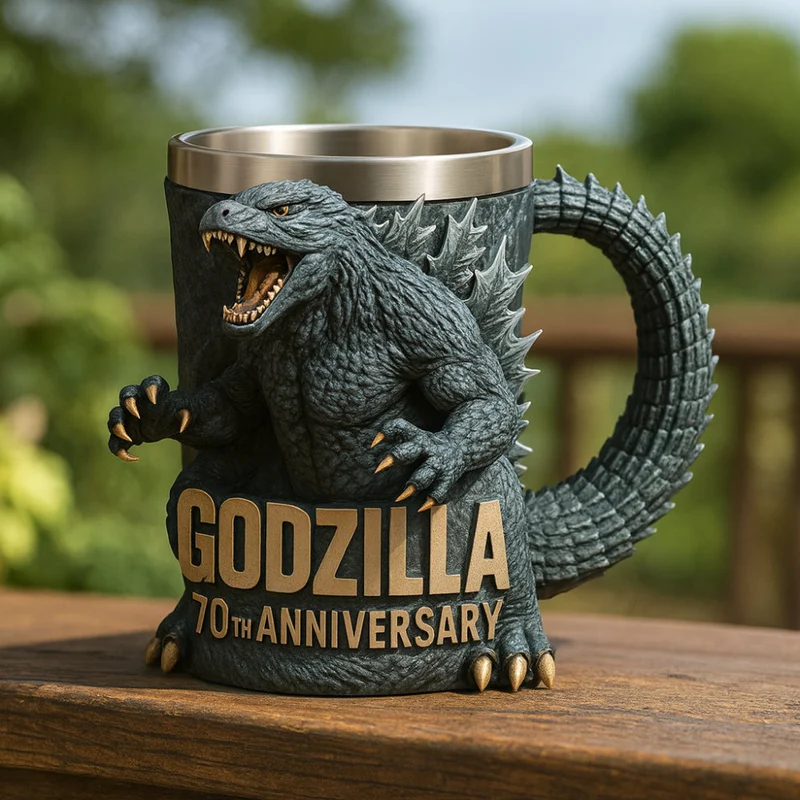 3D Sculpted Monster Coffee Mug with Stainless Steel Liner and Textured Reptile Skin Design