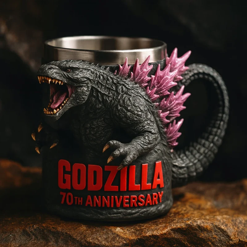 3D Sculpted Monster Coffee Mug with Stainless Steel Liner and Textured Reptile Skin Design