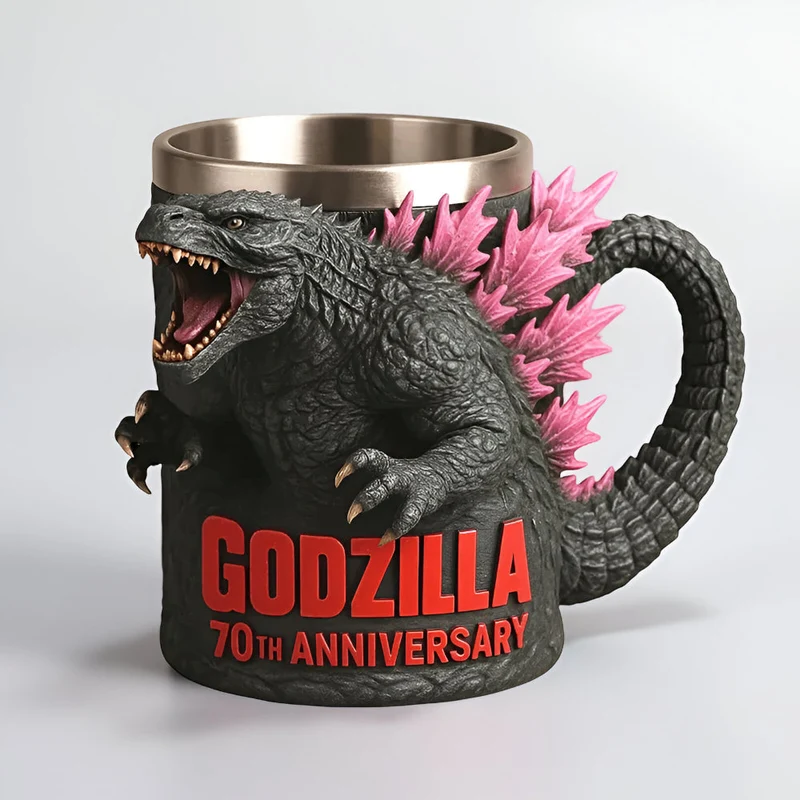 3D Sculpted Monster Coffee Mug with Stainless Steel Liner and Textured Reptile Skin Design