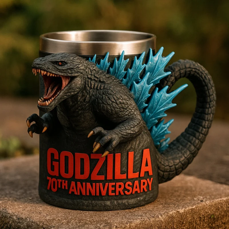 3D Sculpted Monster Coffee Mug with Stainless Steel Liner and Textured Reptile Skin Design