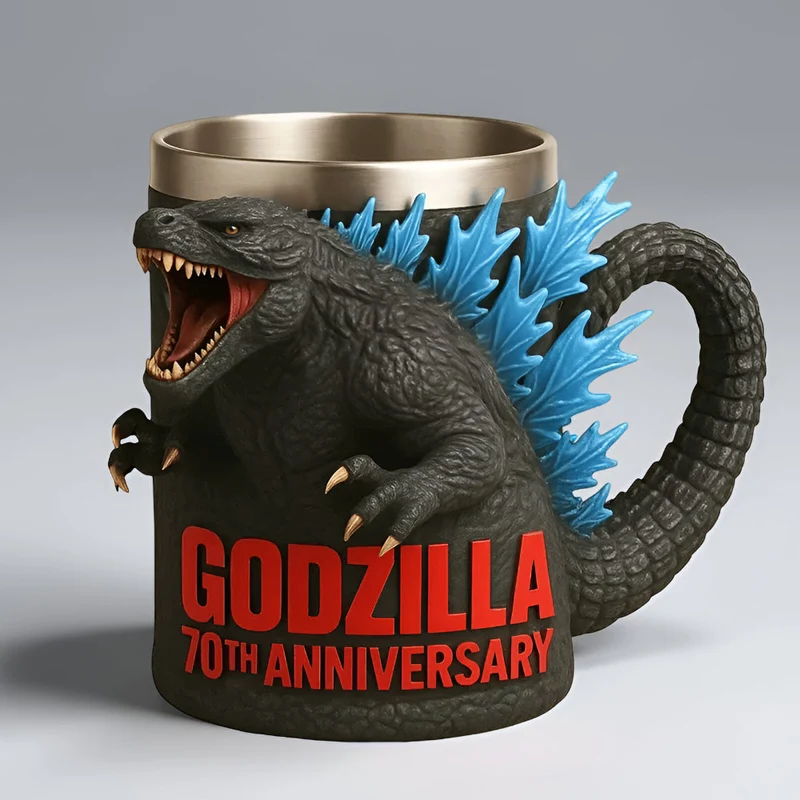 3D Sculpted Monster Coffee Mug with Stainless Steel Liner and Textured Reptile Skin Design