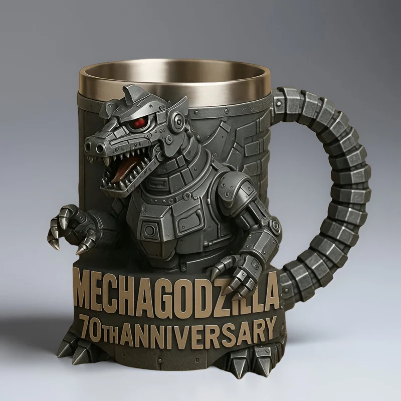 3D Sculpted Monster Coffee Mug with Stainless Steel Liner and Textured Reptile Skin Design
