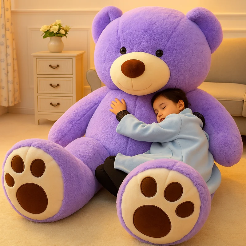 Giant Plush Teddy Bear with Soft Fuzzy Texture and Paw Pad Details for Cuddling and Decoration