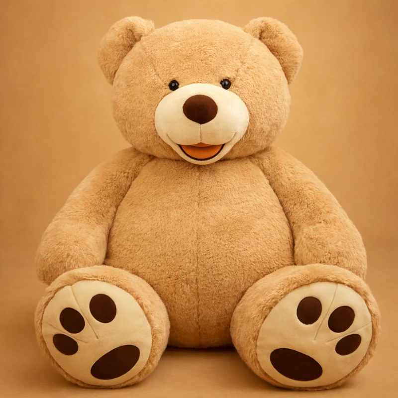 Giant Plush Teddy Bear with Soft Fuzzy Texture and Paw Pad Details for Cuddling and Decoration