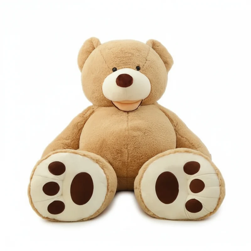 Giant Plush Teddy Bear with Soft Fuzzy Texture and Paw Pad Details for Cuddling and Decoration