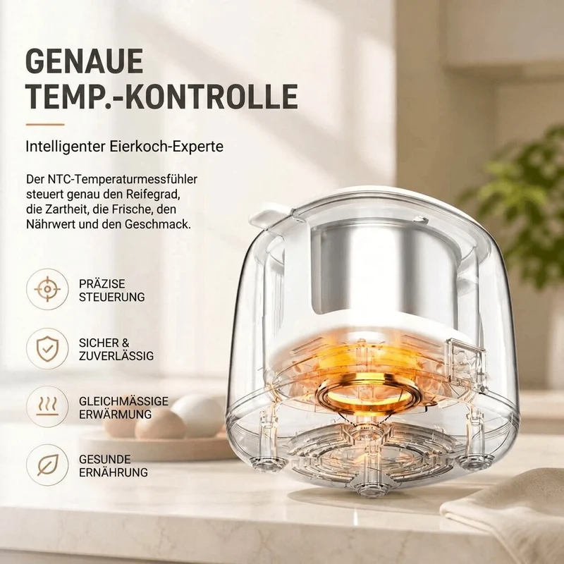 Eierkocher mit Abschaltautomatik & Ein Knopf Bedienung | Eidelux
