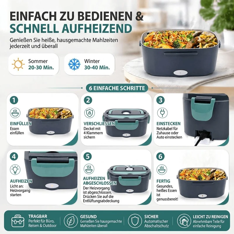 Elektrische Lunchbox mit Heizung | Mahlwärme