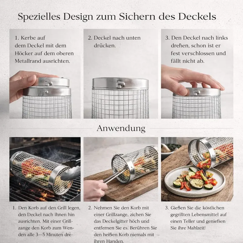 Grillkorb aus Edelstahl für BBQ | Flammora