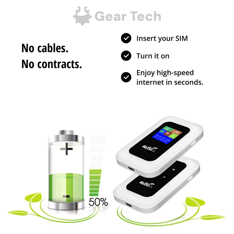 Draagbare WiFi Router – 4G LTE met SIM-Kaart & Verbinding voor 10 Apparaten