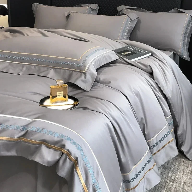 Egyptian Cotton beddengoedset 4-delig – hotel look met sierborduursel