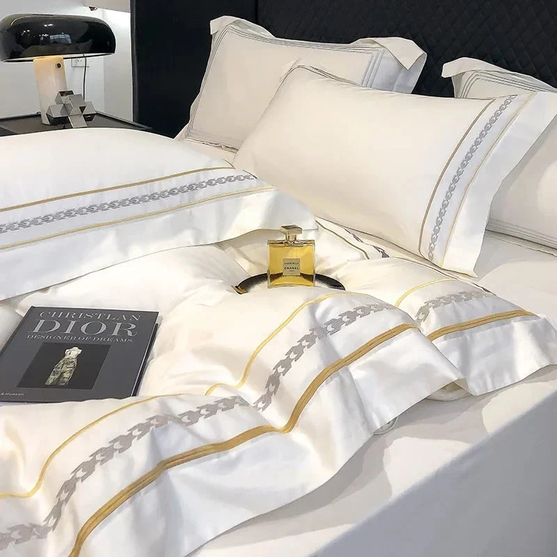 Egyptian Cotton beddengoedset 4-delig – hotel look met sierborduursel