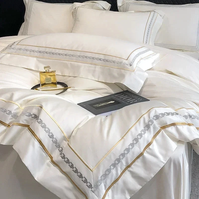 Egyptian Cotton beddengoedset 4-delig – hotel look met sierborduursel