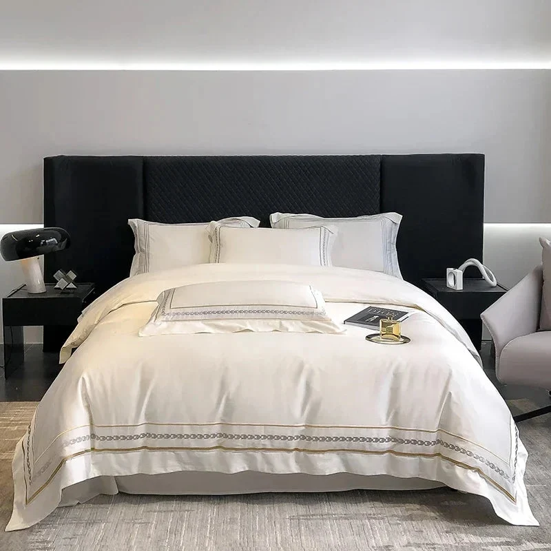 Egyptian Cotton beddengoedset 4-delig – hotel look met sierborduursel